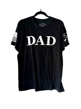 Grunt Style Mens Black "Dad" T-Shirt Large Made In USA 100% Cotton Patriotic Gra